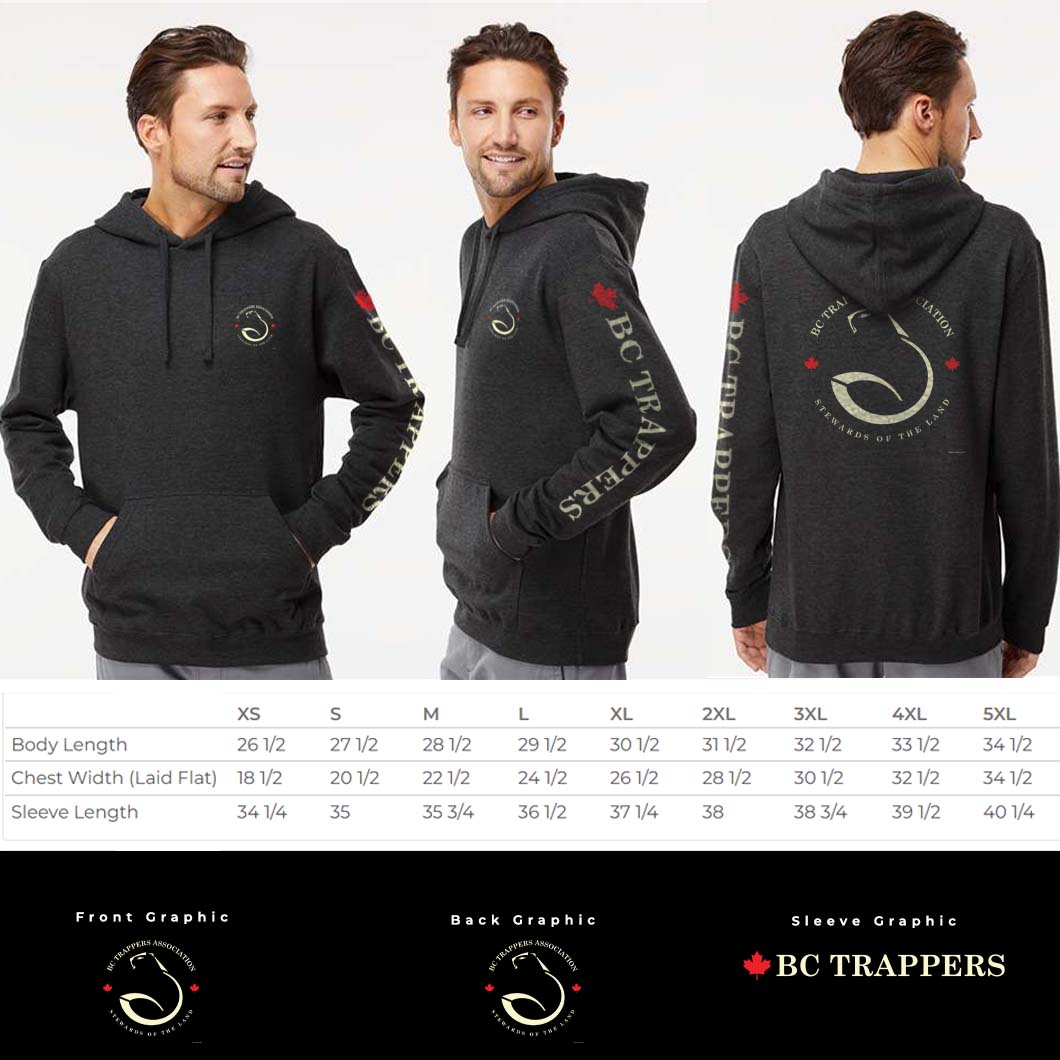 BC Trappers Adult Pullover Hoodie Jet Black Heather - 5XL