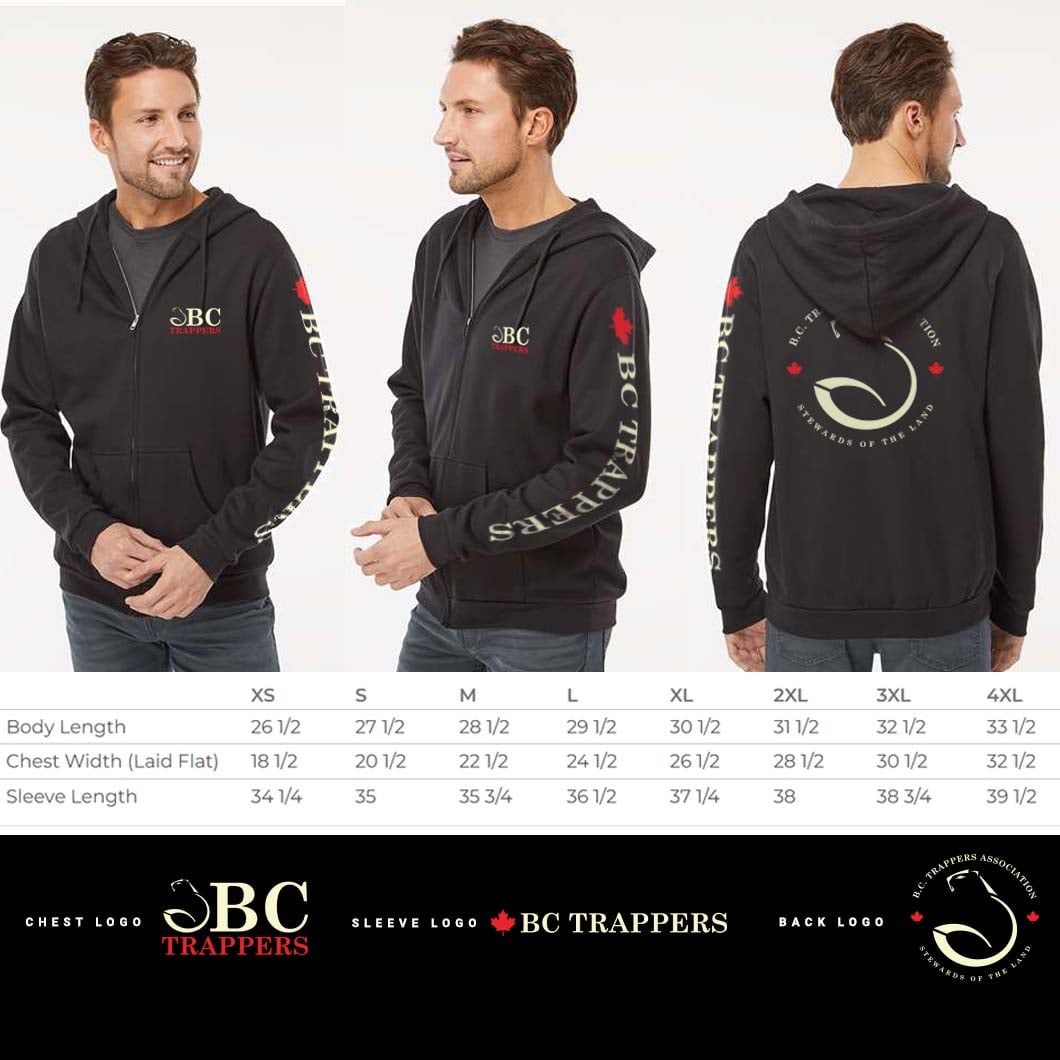 BC Trappers Zippered Hoodies Black - 2XL