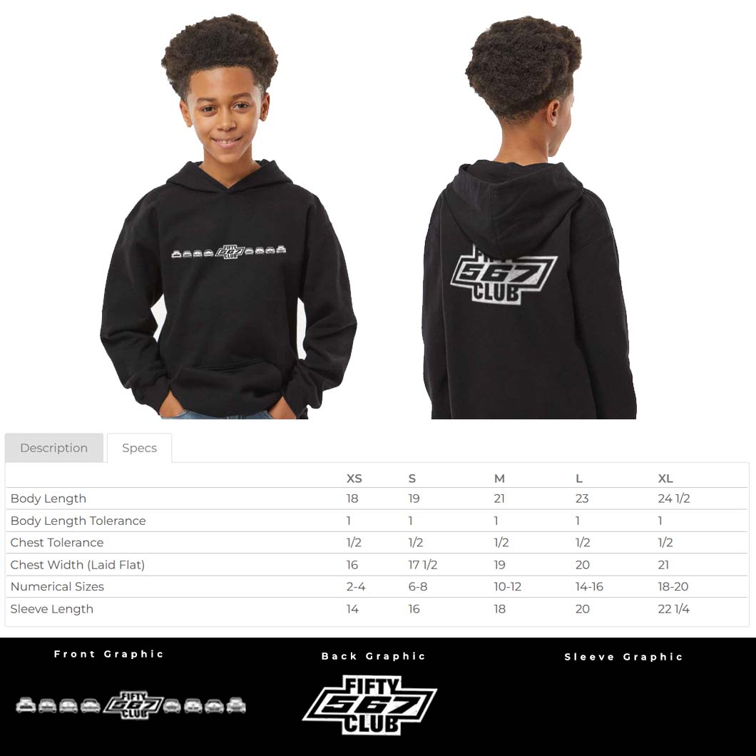 Fifty 567 Youth Pullover Hoodie Black - Medium