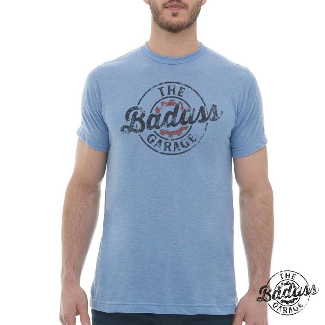 The Badass Garage Red & Black Logo Distressed Logo Unisex Round Neck T-Shirt